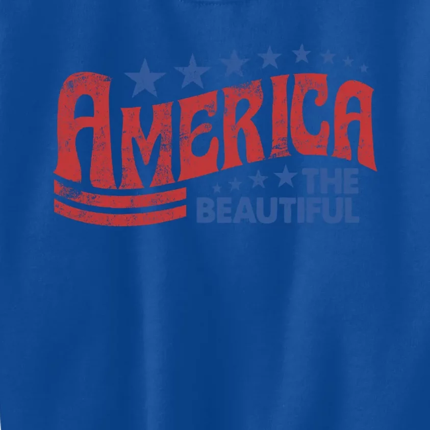 America The Beautiful With Usa American Flag 4th Of July Gift Kids Sweatshirt