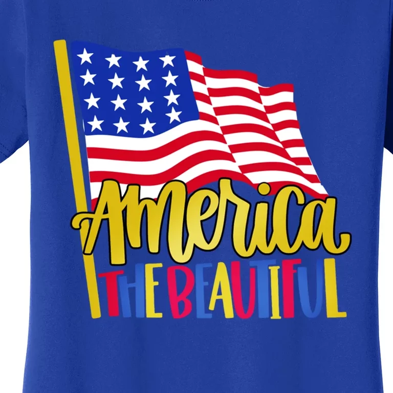 America The Beautiful With Usa Flag Cute Gift Women's T-Shirt