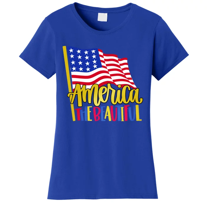 America The Beautiful With Usa Flag Cute Gift Women's T-Shirt