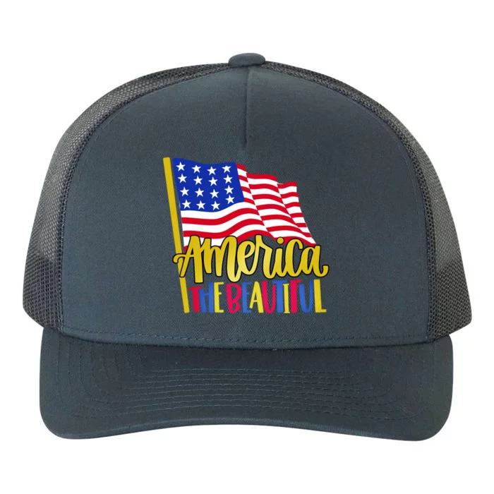 America The Beautiful With Usa Flag Cute Gift Yupoong Adult 5-Panel Trucker Hat