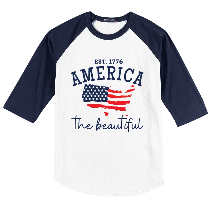 America The Beautiful Patriotic 4th Of July Independen Day Baseball Sleeve Shirt