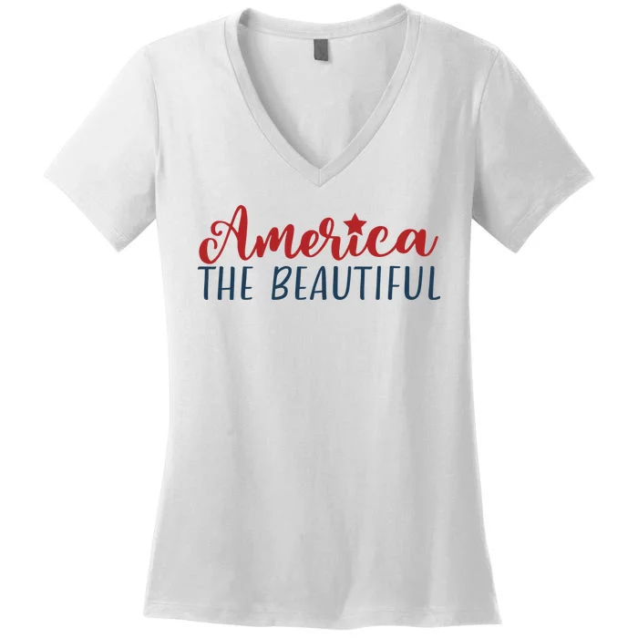 America The Beautiful 4th Of July Women's V-Neck T-Shirt