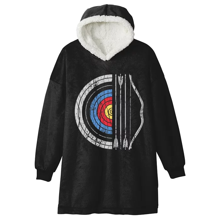 Archery Target Bow And Arrow Archer Retro Vintage Hooded Wearable Blanket