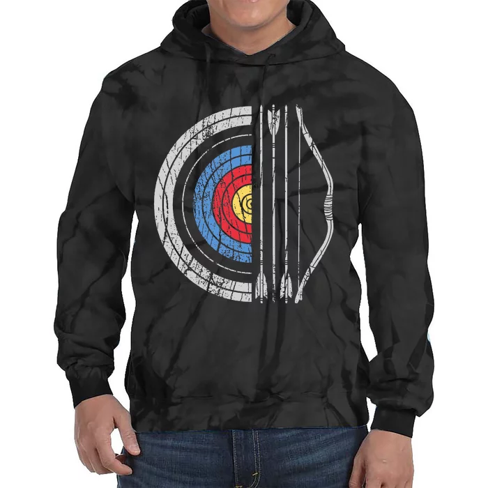 Archery Target Bow And Arrow Archer Retro Vintage Tie Dye Hoodie