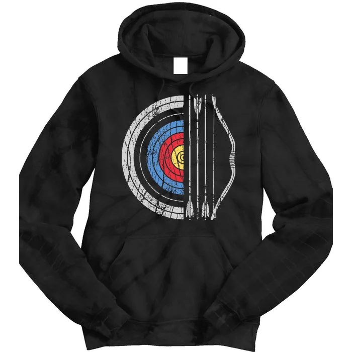 Archery Target Bow And Arrow Archer Retro Vintage Tie Dye Hoodie