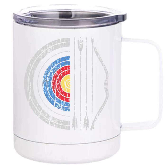 Archery Target Bow And Arrow Archer Retro Vintage Front & Back 12oz Stainless Steel Tumbler Cup