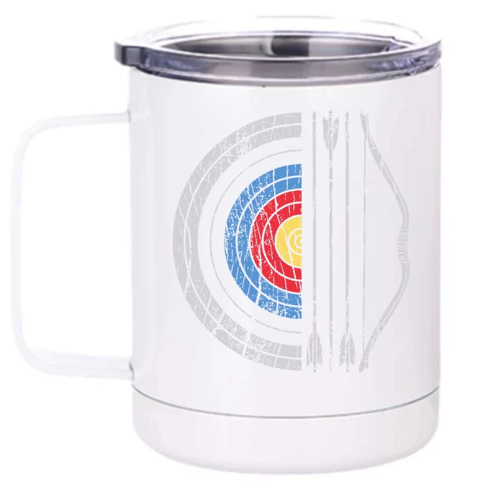 Archery Target Bow And Arrow Archer Retro Vintage Front & Back 12oz Stainless Steel Tumbler Cup