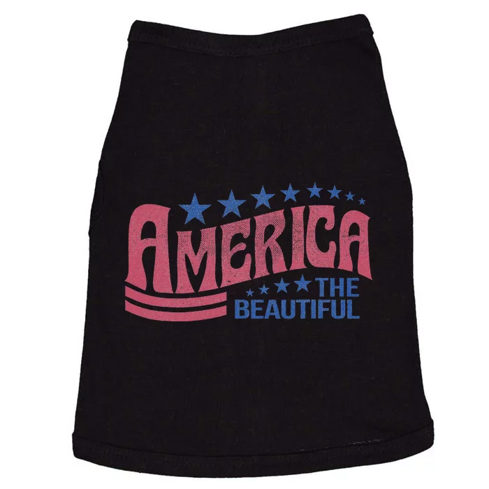 America The Beautiful Retro Vintage American 4th Of July Doggie Tank