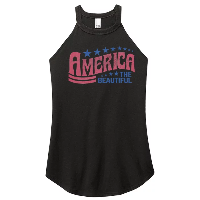 America The Beautiful Retro Vintage American 4th Of July Women’s Perfect Tri Rocker Tank