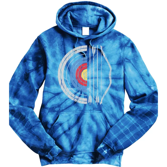 Archery Target Bow And Arrow Archer Retro Vintage Gift Tie Dye Hoodie