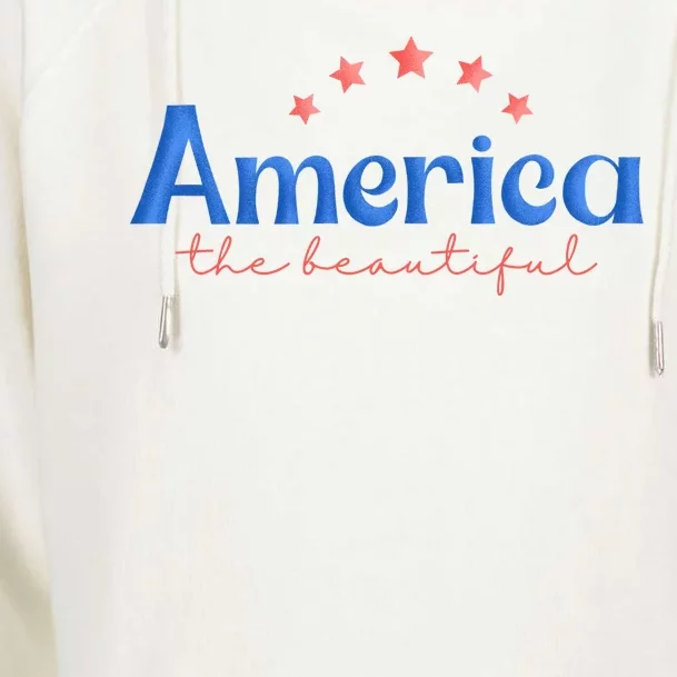 America The Beautiful 4th Of July Star Womens Funnel Neck Pullover Hood