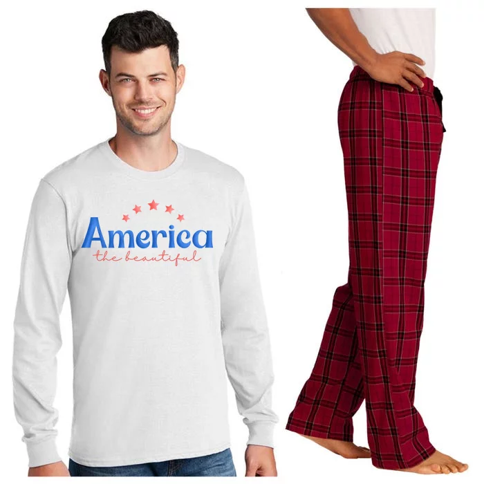 America The Beautiful 4th Of July Star Long Sleeve Pajama Set