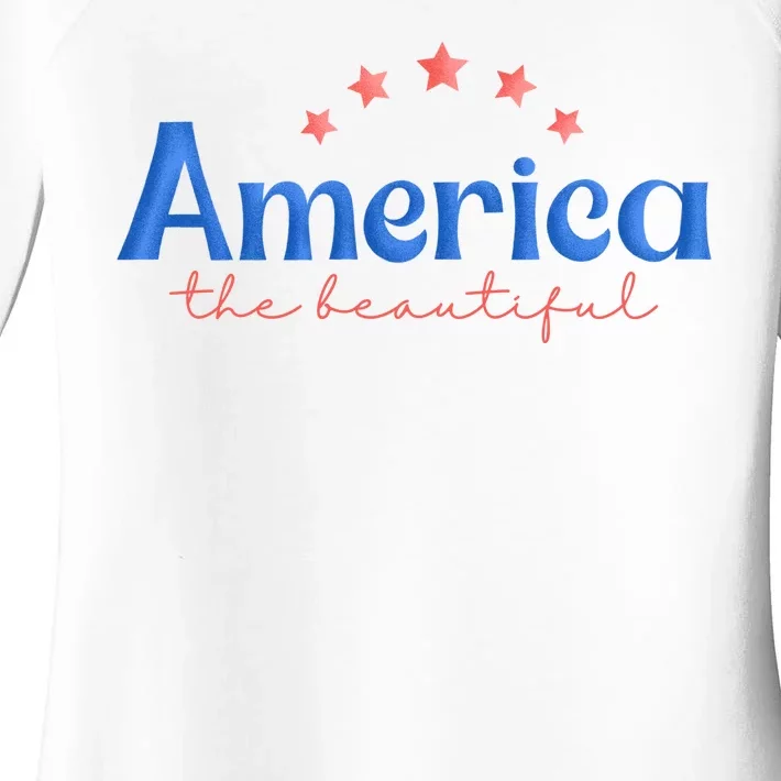 America The Beautiful 4th Of July Star Women's Perfect Tri Tunic Long Sleeve Shirt