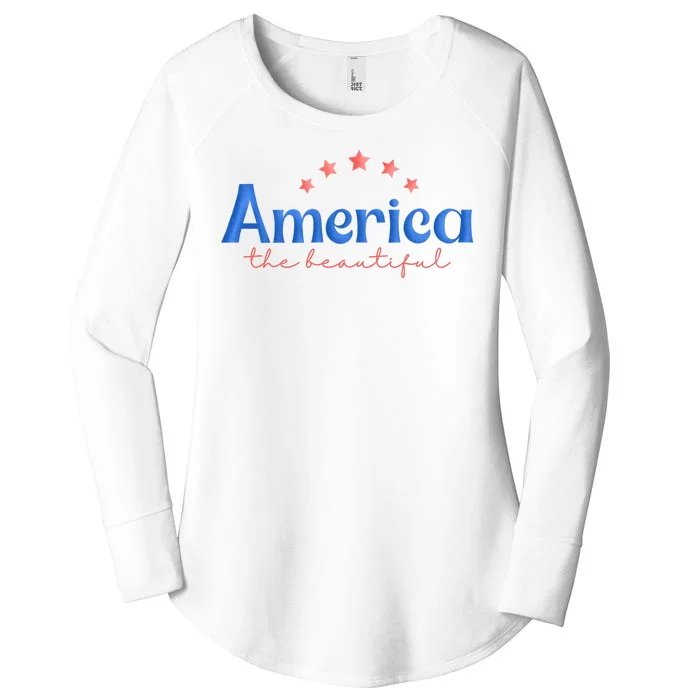 America The Beautiful 4th Of July Star Women's Perfect Tri Tunic Long Sleeve Shirt