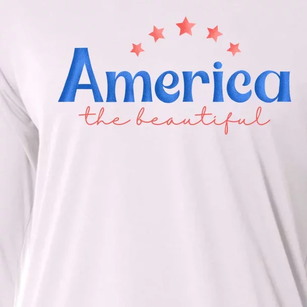 America The Beautiful 4th Of July Star Cooling Performance Long Sleeve Crew