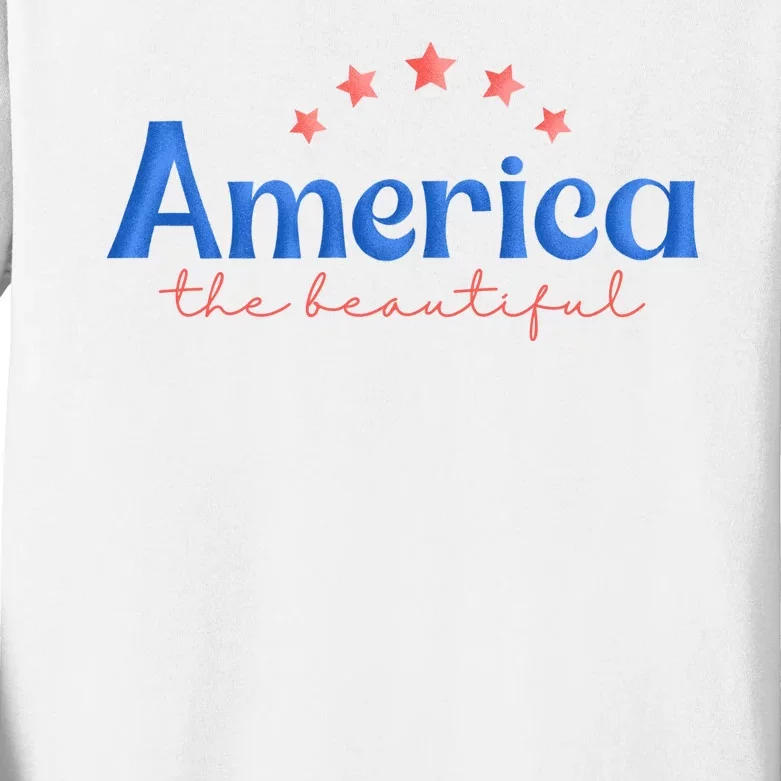 America The Beautiful 4th Of July Star Kids Long Sleeve Shirt