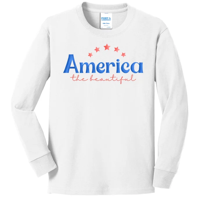 America The Beautiful 4th Of July Star Kids Long Sleeve Shirt