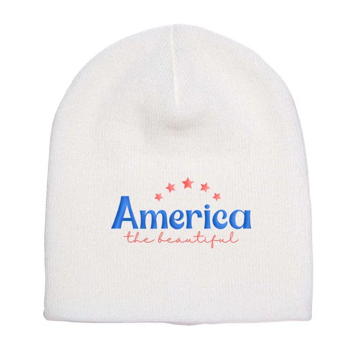 America The Beautiful 4th Of July Star Short Acrylic Beanie