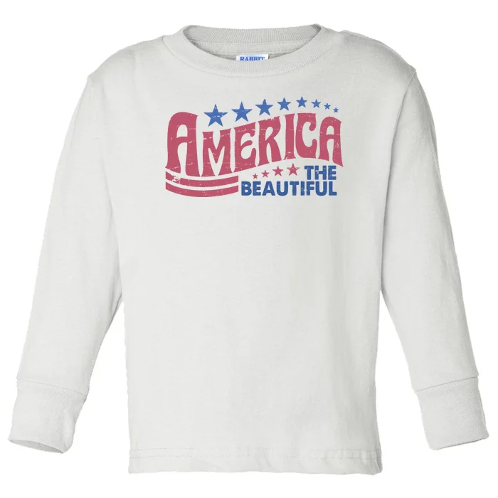 America The Beautiful Vintage Toddler Long Sleeve Shirt