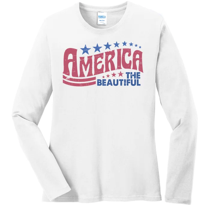 America The Beautiful Vintage Ladies Long Sleeve Shirt