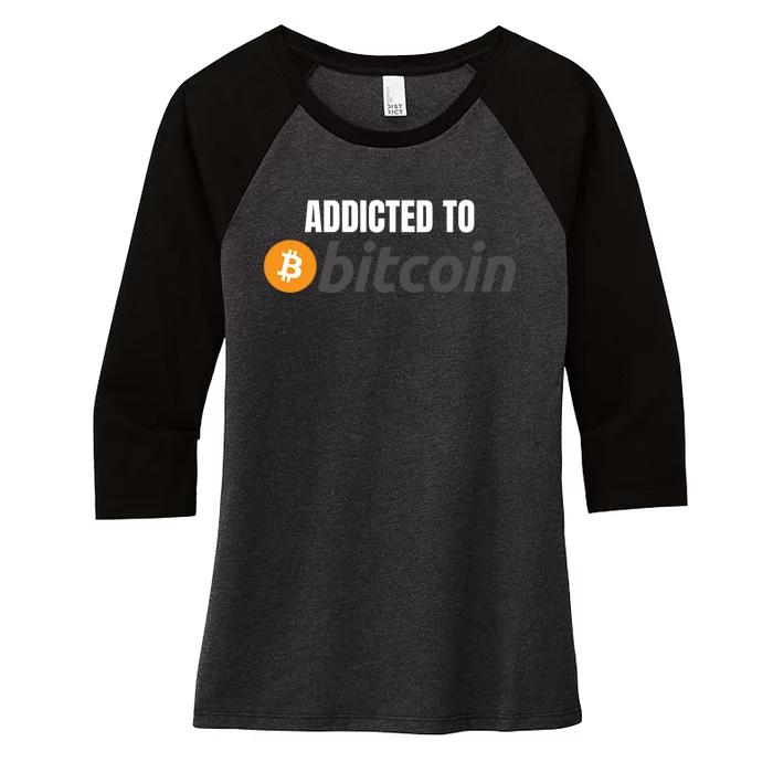 Addicted To Bitcoin, Bitcoin Accepted Here, Bitcoin To The Moon, HODL Bitcoin Cr Women's Tri-Blend 3/4-Sleeve Raglan Shirt