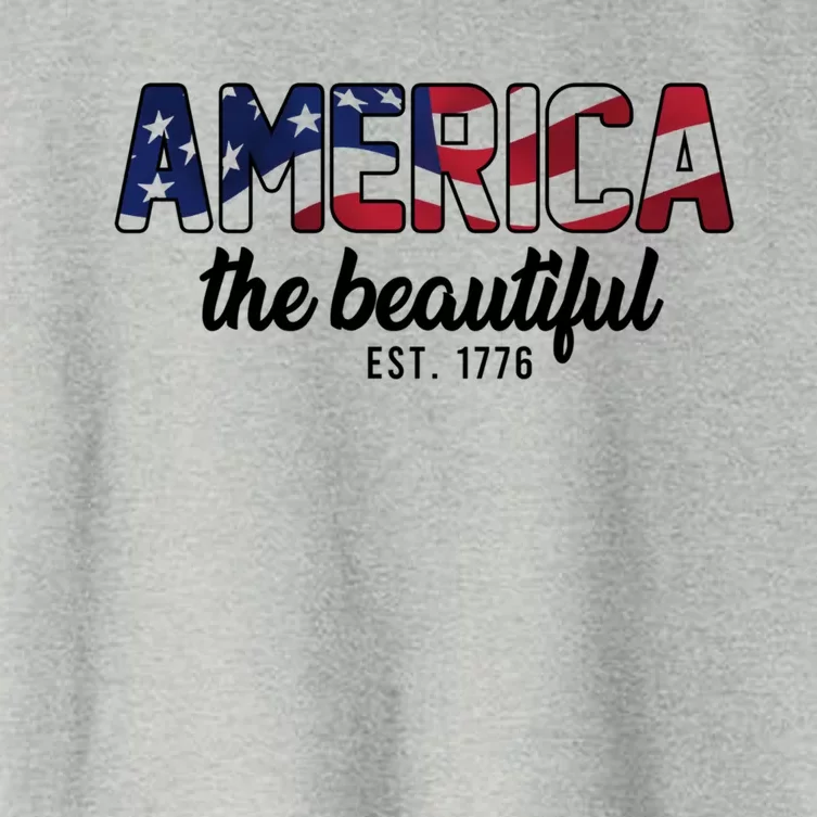 America The Beautiful American Flag Patriotic Usa Flag Gift Women's Crop Top Tee