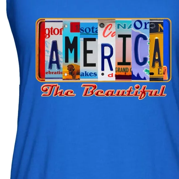 America The Beautiful Car License Plates Gift Ladies Essential Flowy Tank