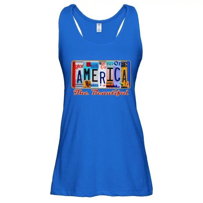 America The Beautiful Car License Plates Gift Ladies Essential Flowy Tank