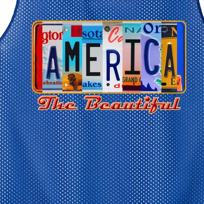 America The Beautiful Car License Plates Gift Mesh Reversible Basketball Jersey Tank