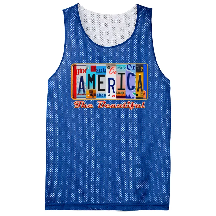 America The Beautiful Car License Plates Gift Mesh Reversible Basketball Jersey Tank