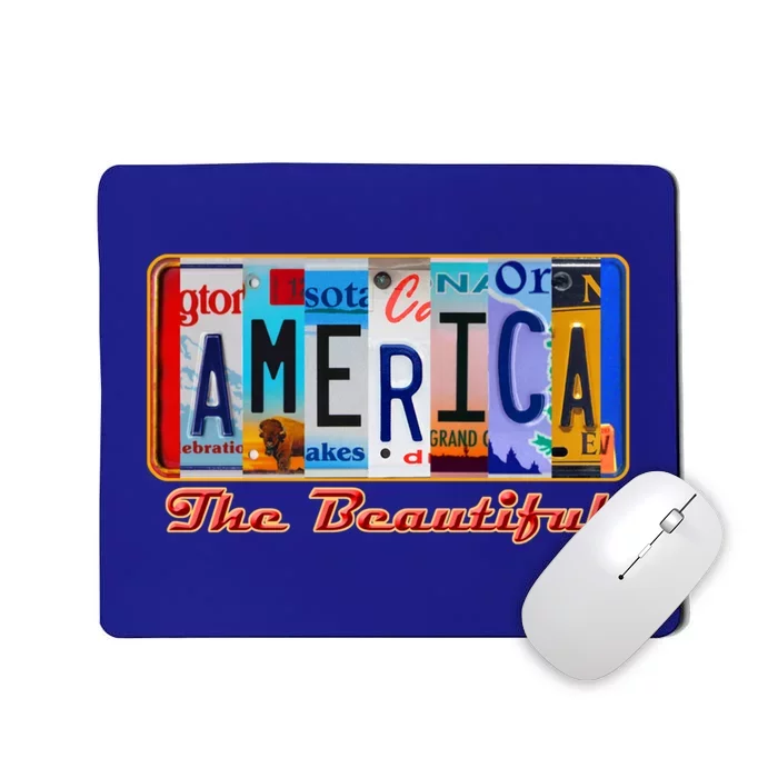 America The Beautiful Car License Plates Gift Mousepad