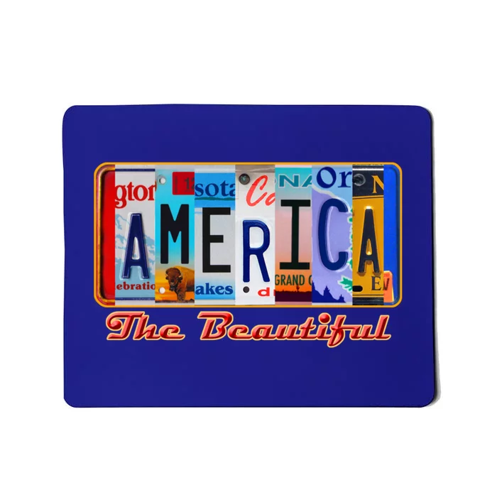 America The Beautiful Car License Plates Gift Mousepad