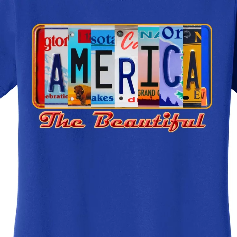 America The Beautiful Car License Plates Gift Women's T-Shirt