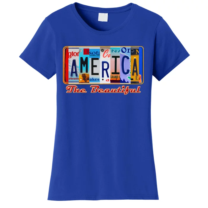 America The Beautiful Car License Plates Gift Women's T-Shirt