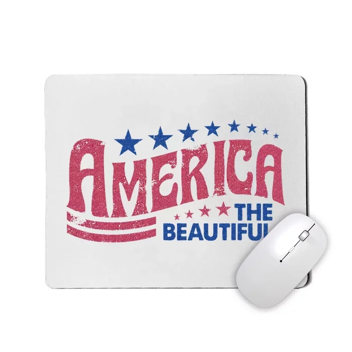 America The Beautiful Retro Vintage American 4th Of July Mousepad