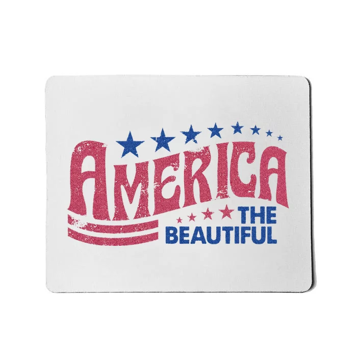 America The Beautiful Retro Vintage American 4th Of July Mousepad