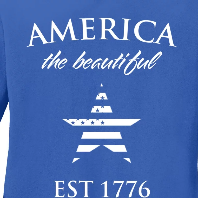 America The Beautiful Est 1776 Gift Ladies Long Sleeve Shirt