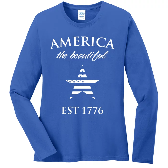 America The Beautiful Est 1776 Gift Ladies Long Sleeve Shirt