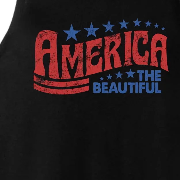 America The Beautiful Patriotic Happy 4th Of July Gift Ladies Tri-Blend Wicking Tank