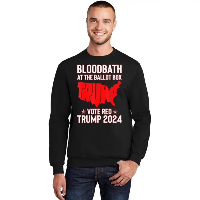 At The Ballot Box 2024 Vote Red Usa Map Maga Tall Sweatshirt