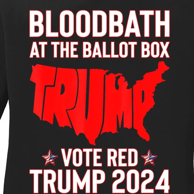 At The Ballot Box 2024 Vote Red Usa Map Maga Ladies Long Sleeve Shirt