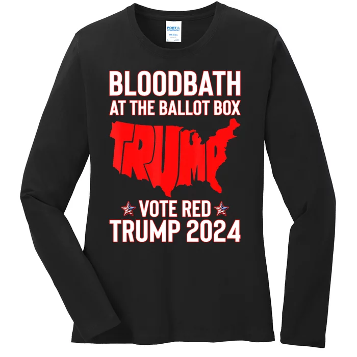 At The Ballot Box 2024 Vote Red Usa Map Maga Ladies Long Sleeve Shirt