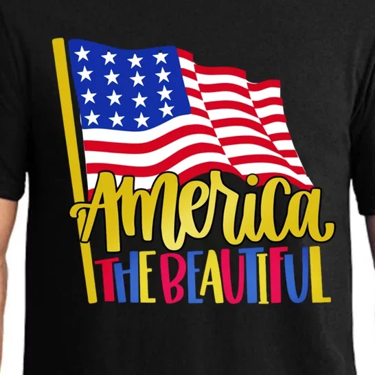 America The Beautiful With Usa Flag Gift Pajama Set