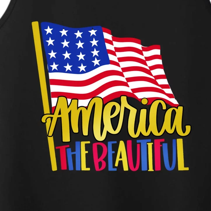 America The Beautiful With Usa Flag Gift Performance Tank