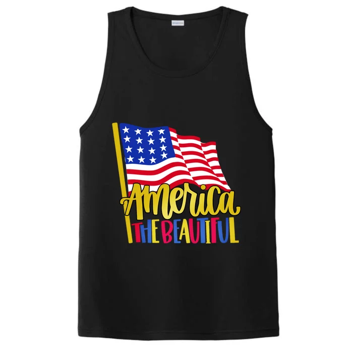 America The Beautiful With Usa Flag Gift Performance Tank