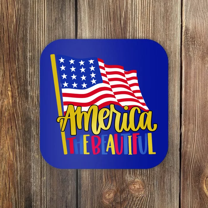 America The Beautiful With Usa Flag Gift Coaster