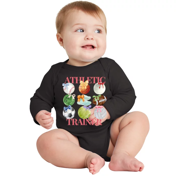 Athletic Trainer Bow Sports Baby Long Sleeve Bodysuit