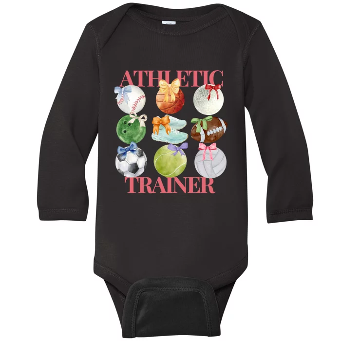 Athletic Trainer Bow Sports Baby Long Sleeve Bodysuit