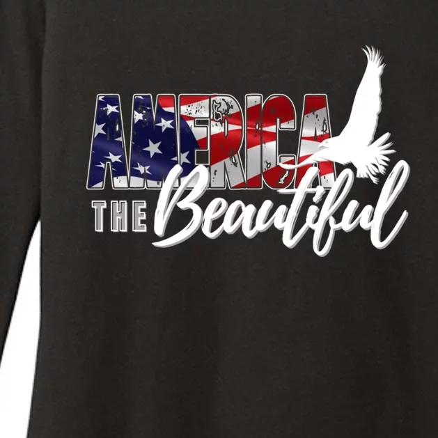 America The Beautiful Eagle Patriotic Flag Gift Womens CVC Long Sleeve Shirt