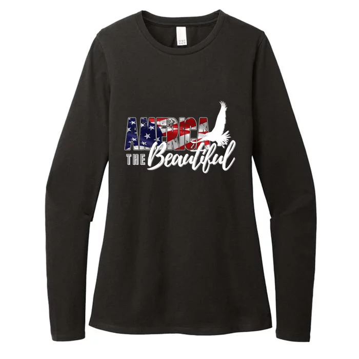 America The Beautiful Eagle Patriotic Flag Gift Womens CVC Long Sleeve Shirt